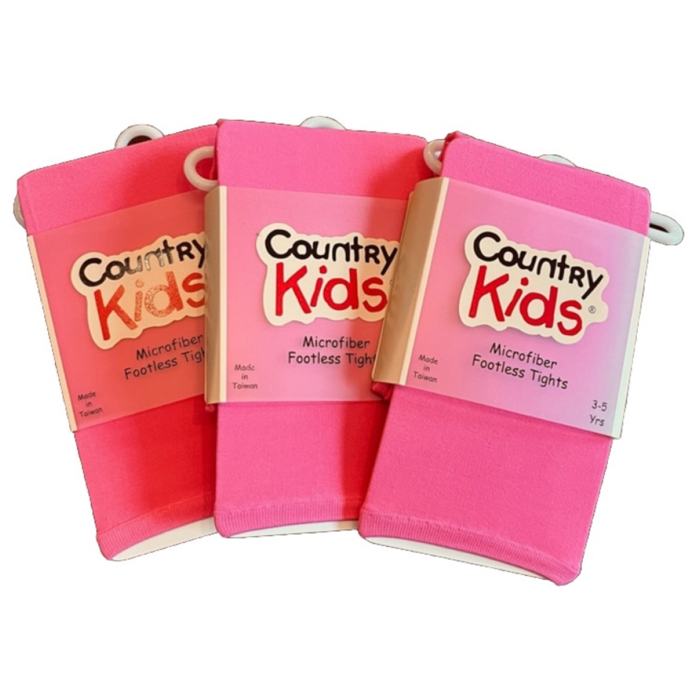 COUNTRY KIDS 3-packs of Girls Size 3-5 Hot Pink Footless Microfiber Tights NWT